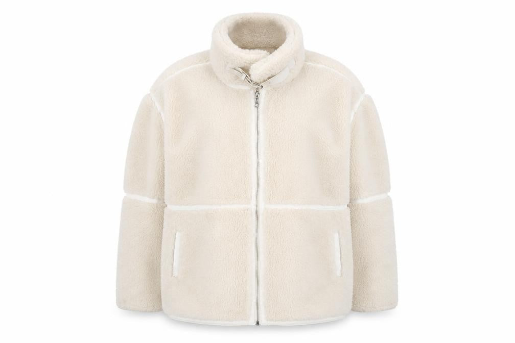 Front view of QED LDN Women's Ivory Fleece Jacket, size 10