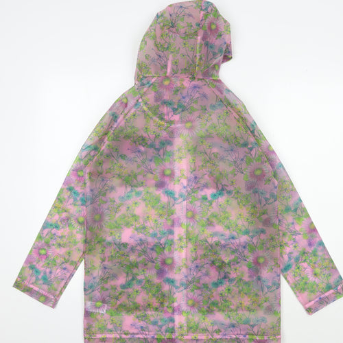 River Island Girls Pink Floral Rain Coat 11-12 Yrs, Hooded, Lightweight