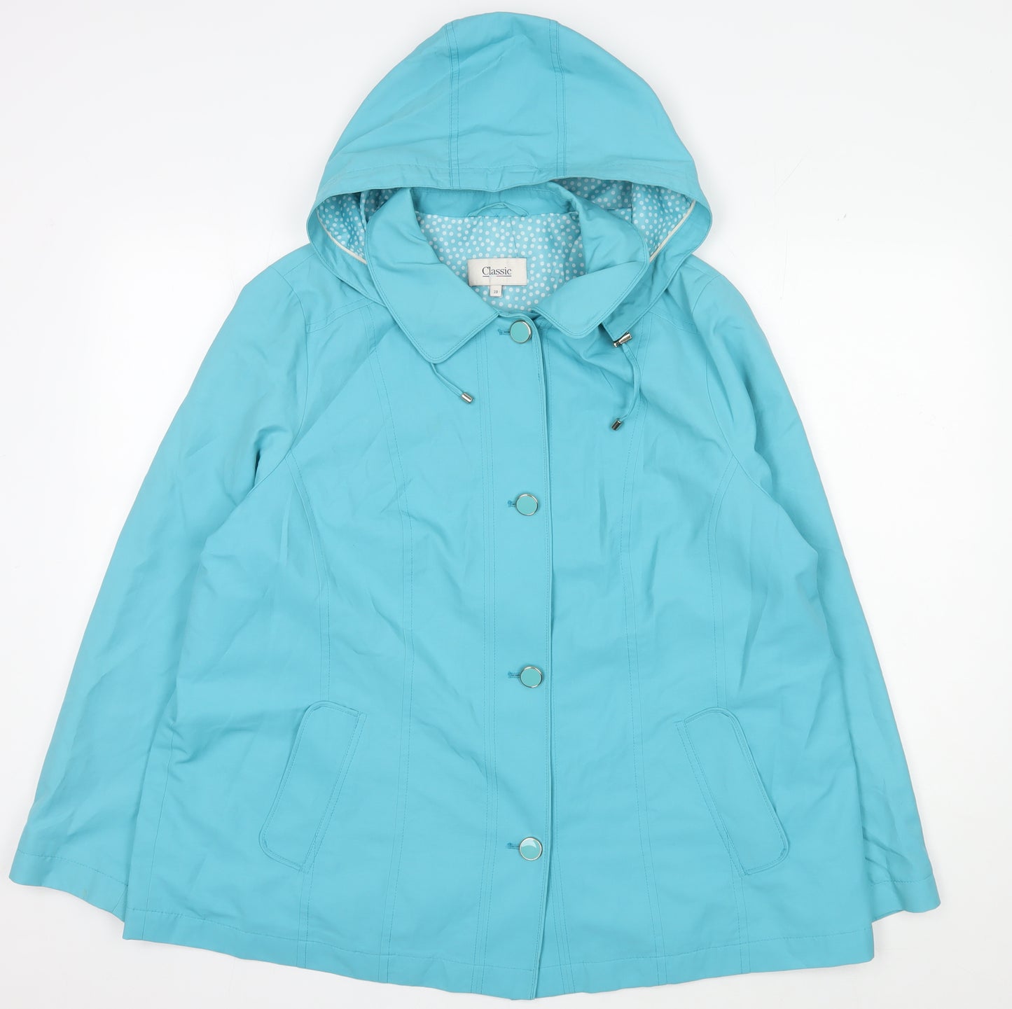 Marks and Spencer Women's Blue Hooded Rain Jacket Size 20