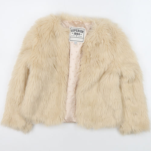 Superior 1884 Girls Beige Faux Fur Jacket Size 7-8 Years