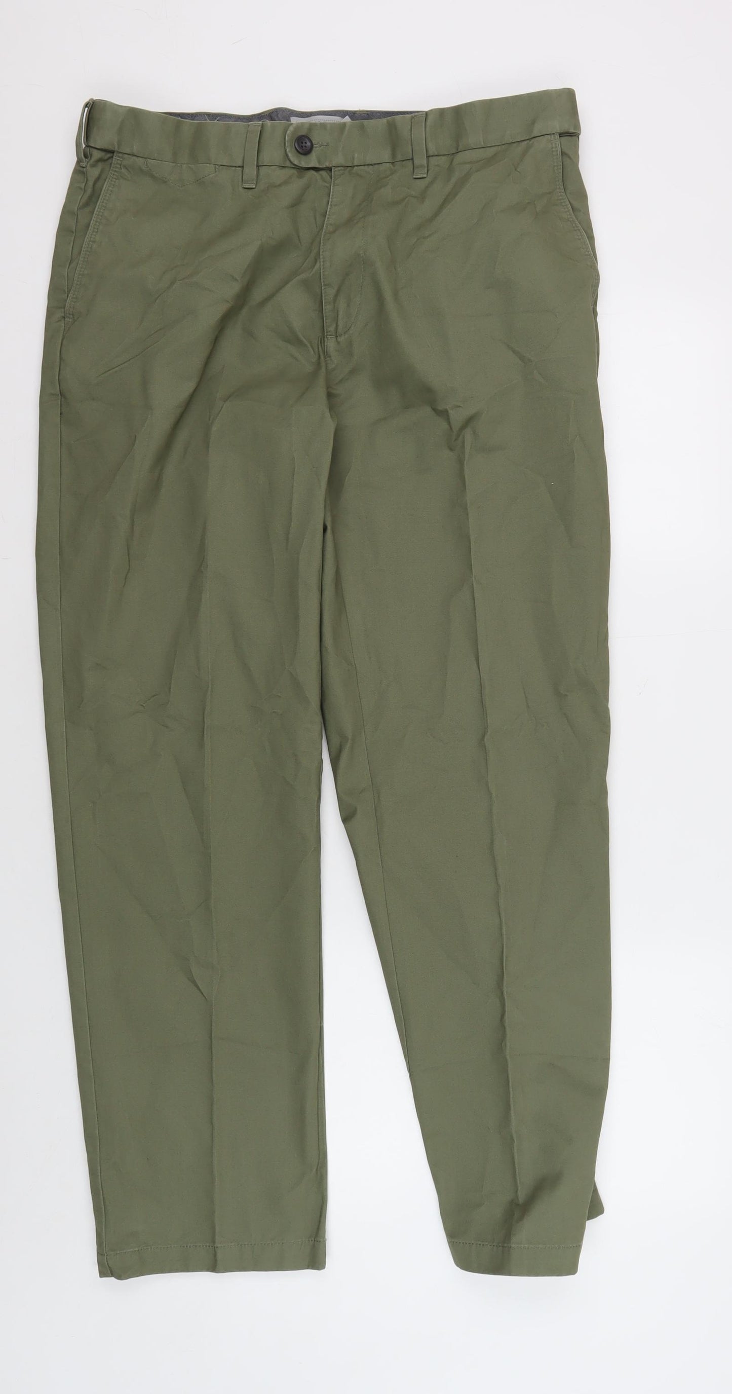 Marks and Spencer Men's Green Chino Trousers, Size 36