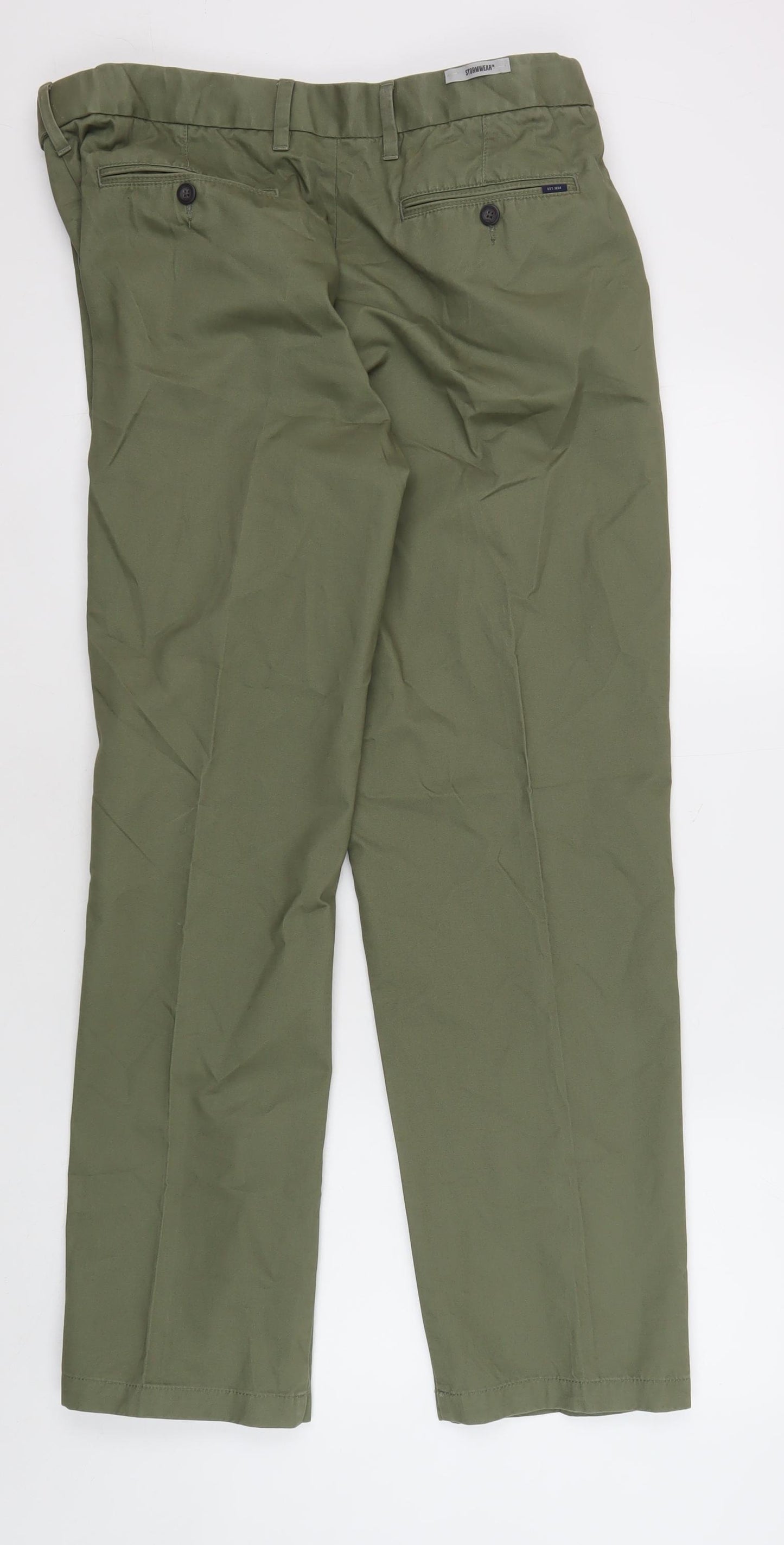 Marks and Spencer Men's Green Chino Trousers, Size 36