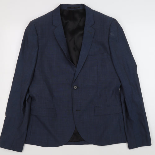 Topman Men's Blue Single-Breasted Blazer Size 40
