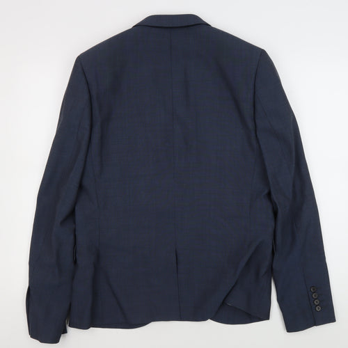 Topman Men's Blue Single-Breasted Blazer Size 40