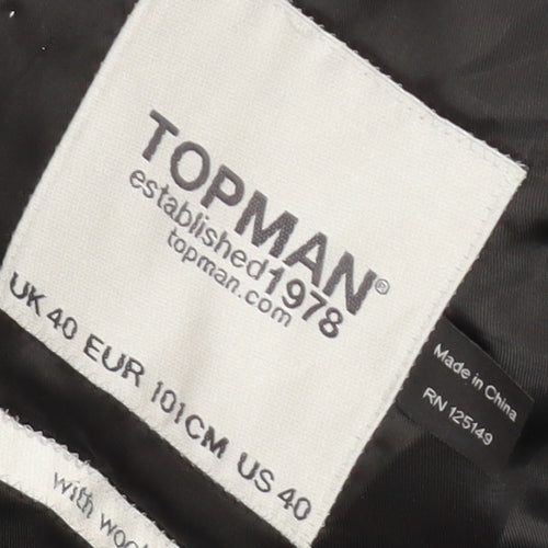 Topman Men's Blue Single-Breasted Blazer Size 40