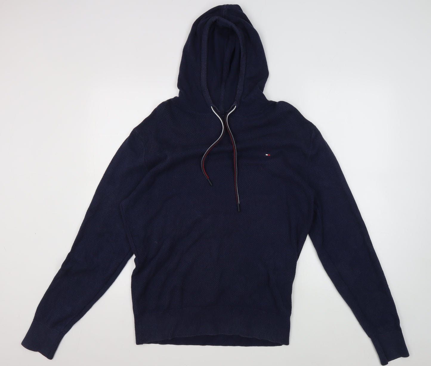 Tommy Hilfiger Men's Blue Hoodie, Size M, Cotton Pullover