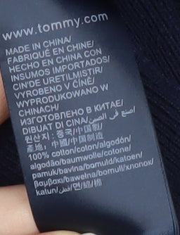 Tommy Hilfiger Men's Blue Hoodie, Size M, Cotton Pullover