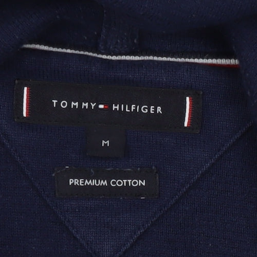 Tommy Hilfiger Men's Blue Hoodie, Size M, Cotton Pullover