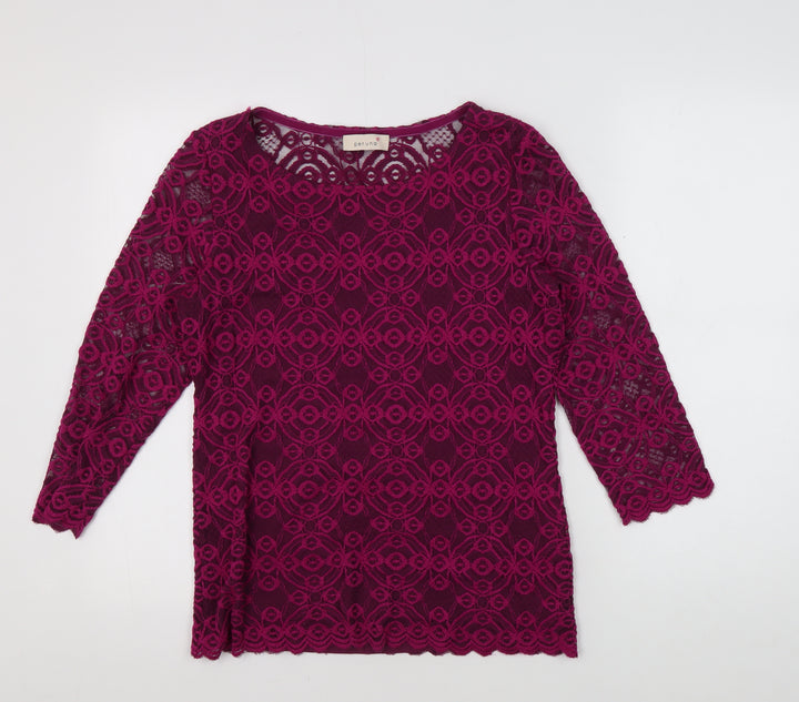 Marks and Spencer Women's Purple Lace 3/4 Sleeve Blouse Size 10