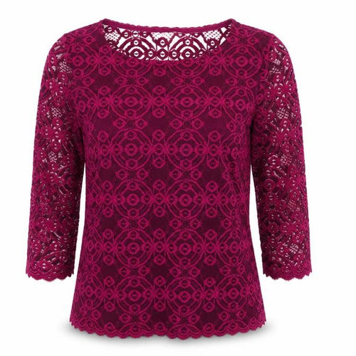 Marks and Spencer Women's Purple Lace 3/4 Sleeve Blouse Size 10