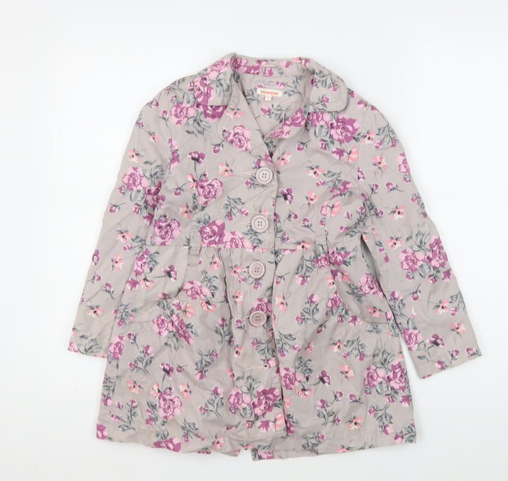 bluezoo Girls Multicoloured Floral Cotton Coat 4 Years