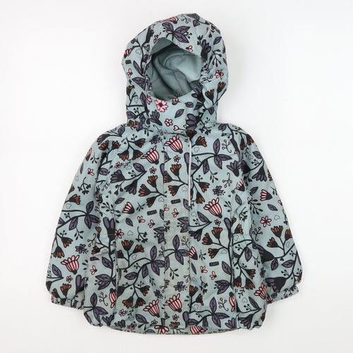 Lassie Girls Blue Floral Rain Coat Jacket, Size 104