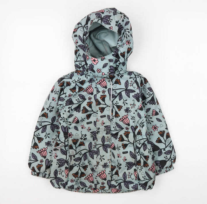 Lassie Girls Blue Floral Rain Coat Jacket, Size 104