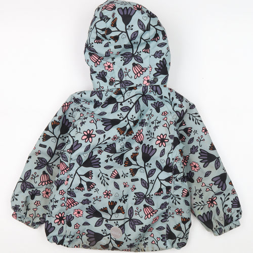 Lassie Girls Blue Floral Rain Coat Jacket, Size 104