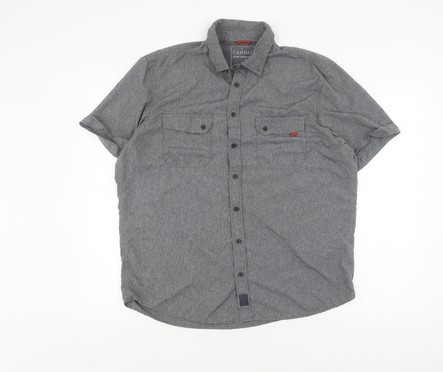 C&A Men's Grey Button-Up Shirt L