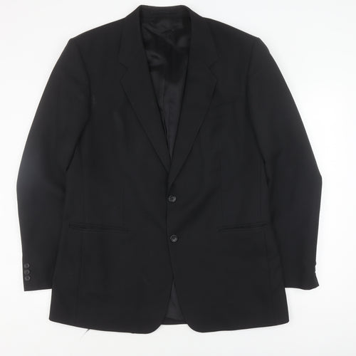 Varteks Men's Black Classic Blazer, Size 44L, Two-Button