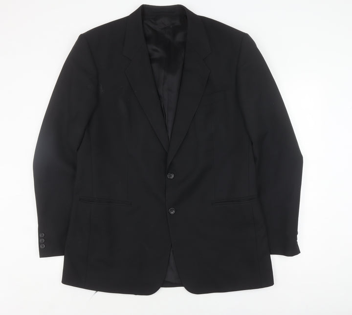 Varteks Men's Black Classic Blazer, Size 44L, Two-Button