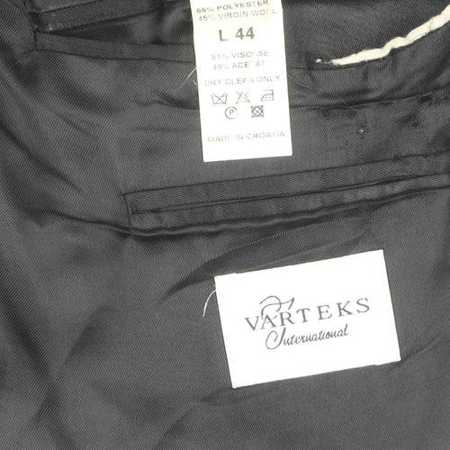 Varteks Men's Black Classic Blazer, Size 44L, Two-Button