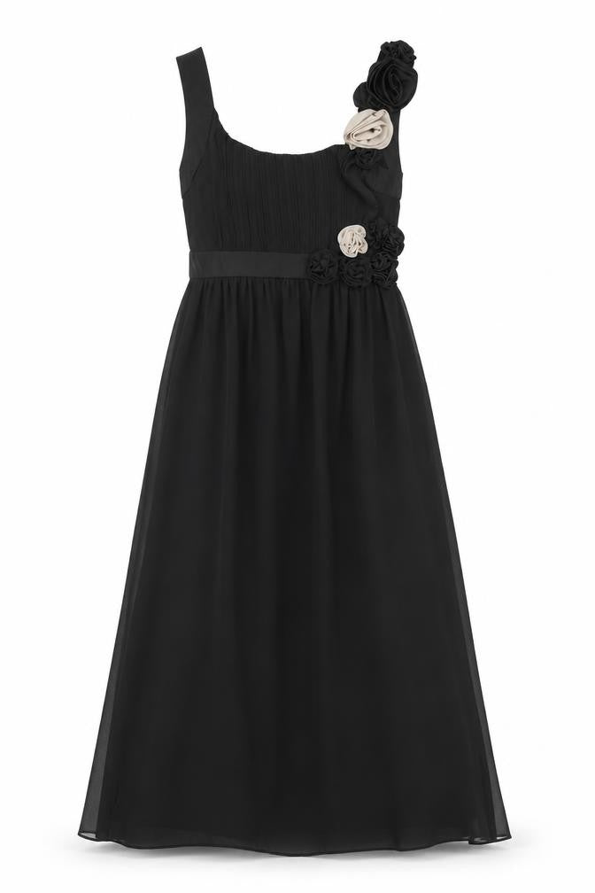 Front view of Next Women Black A-Line One Shoulder Dress, size 12