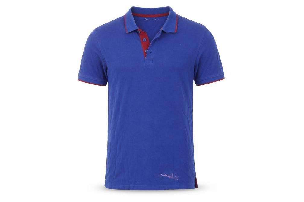 Front view of Mountain Warehouse Men's Blue Polo, M, Casual Comfort