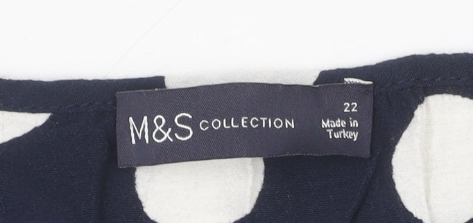 Marks and Spencer Women Polka Dot Dress Size 22 Blue