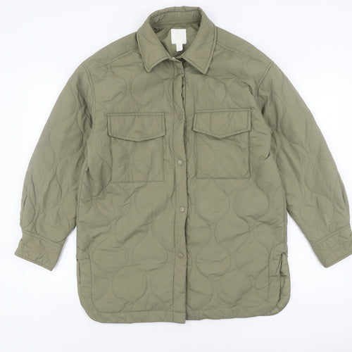 H&M Women's Green Quilted Jacket Size 12