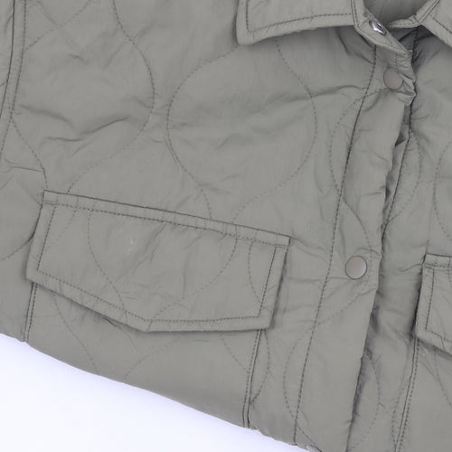 H&M Women's Green Quilted Jacket Size 12