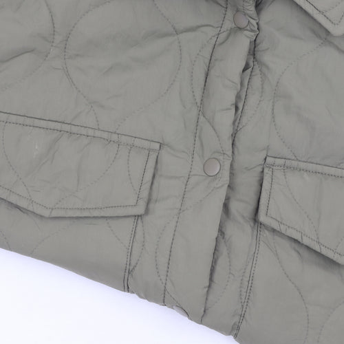 H&M Women's Green Quilted Jacket Size 12