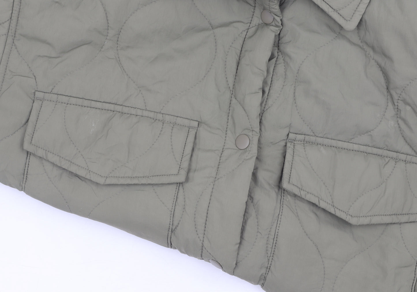 H&M Women's Green Quilted Jacket Size 12