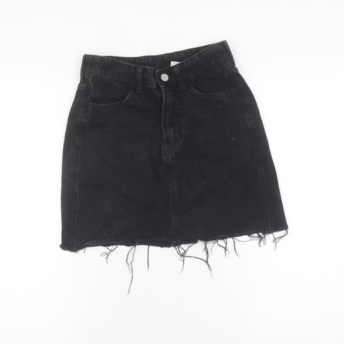 H&M Womens Black Denim Mini Skirt Size 6