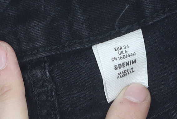 H&M Womens Black Denim Mini Skirt Size 6