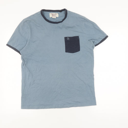 Original Penguin Men’s Blue Cotton Crew Neck T-Shirt - L