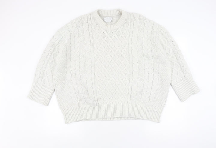 ASOS DESIGN Women's White Cable-Knit Pullover Jumper