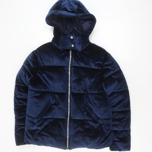 Quiz Women's Blue Puffer Jacket - Size 12