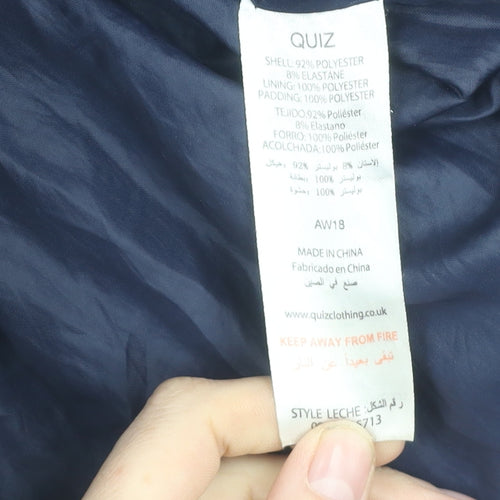 Quiz Women's Blue Puffer Jacket - Size 12
