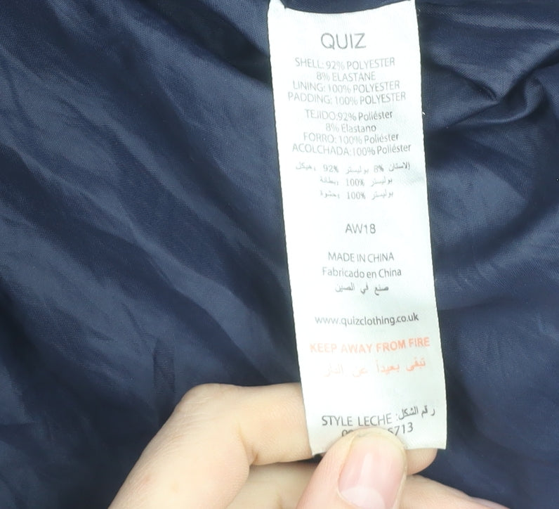 Quiz Women's Blue Puffer Jacket - Size 12