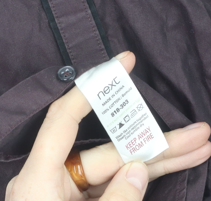 Next Men's Brown Slim Fit Button-Up Shirt, 15.5 Collar