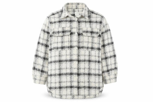 Front view of H&M Women's Multicoloured Check Basic Jacket, size S