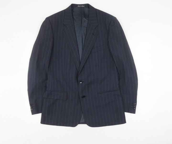 Sidi Men's Blue Striped Suit Jacket 48R