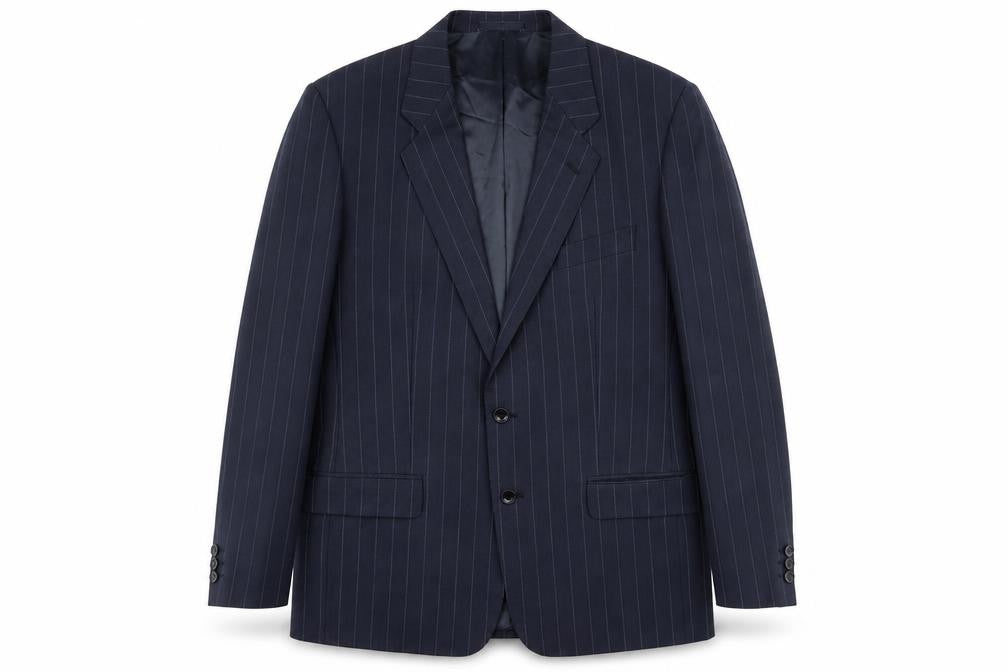 Front view of Sidi Men's Blue Striped Suit Jacket 48R