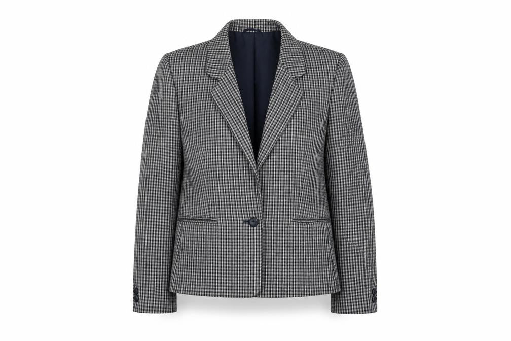 Front view of St Michael Women's Black Check Suit Jacket -, size 12