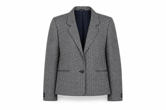 Front view of St Michael Women's Black Check Suit Jacket -, size 12