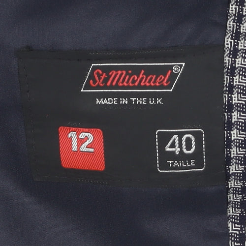 St Michael Women's Black Check Suit Jacket - Size 12
