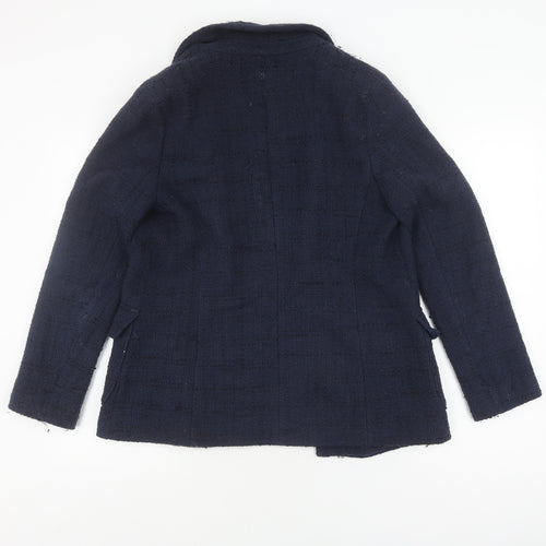 Marks and Spencer Women's Blue Boucle Blazer, Size 10