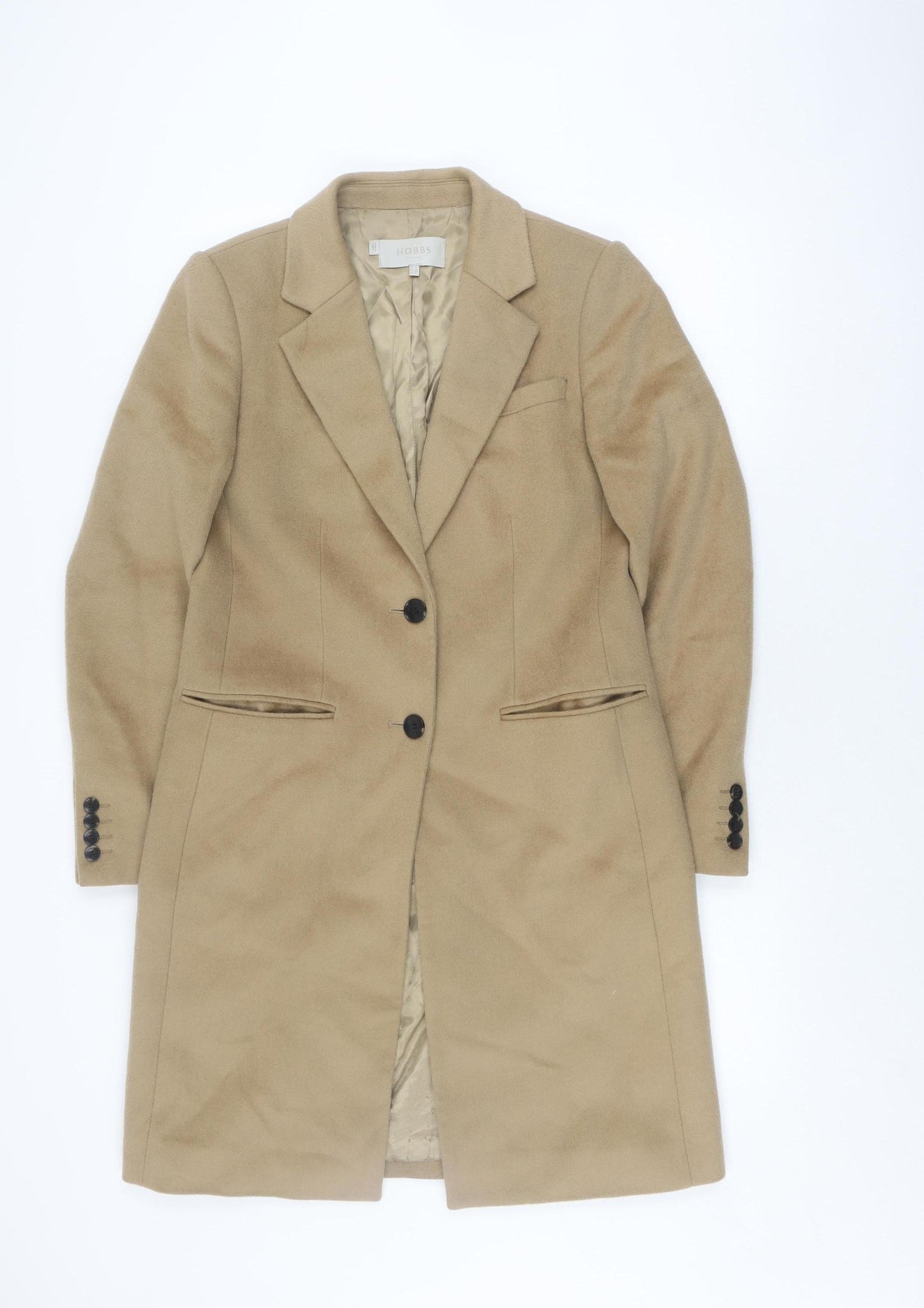 Hobbs Women's Beige Wool Overcoat - Size 10
