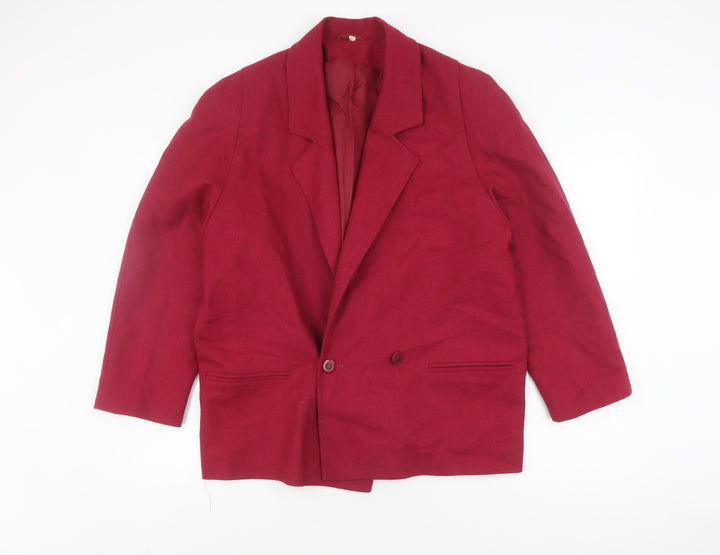 Edinburgh Women's Red Wool Blend Blazer Size 16