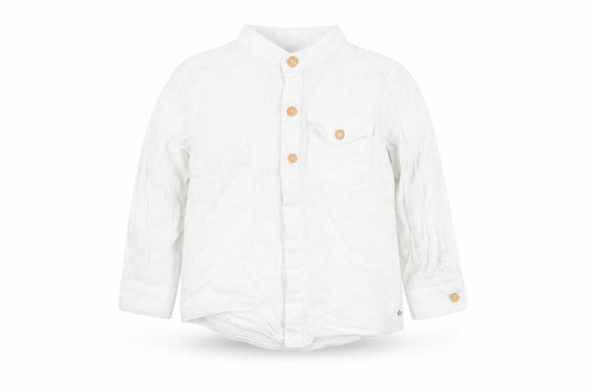Front view of Next unisex baby white button-up shirt, 12-18 months