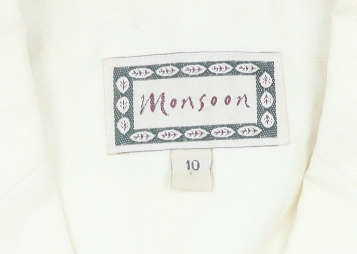Monsoon Women’s Ivory Silk Linen Suit Jacket - Size 10