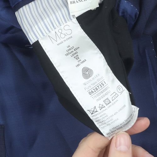 Marks and Spencer Men's Blue Wool Suit Jacket 42L
