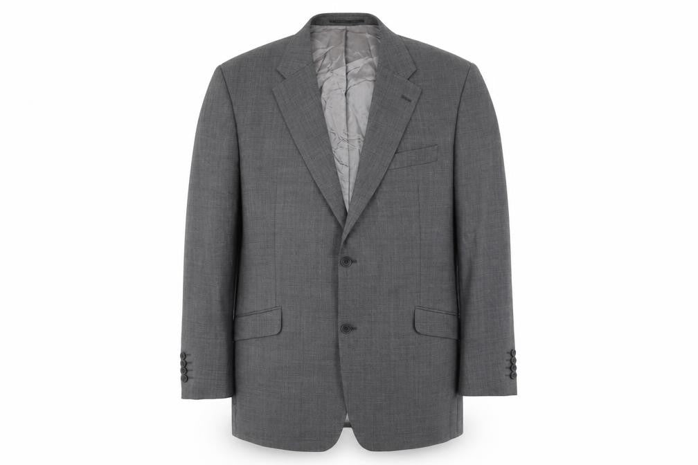 Front view of Jonathon Charles Men's Grey Wool Suit Jacket 48L